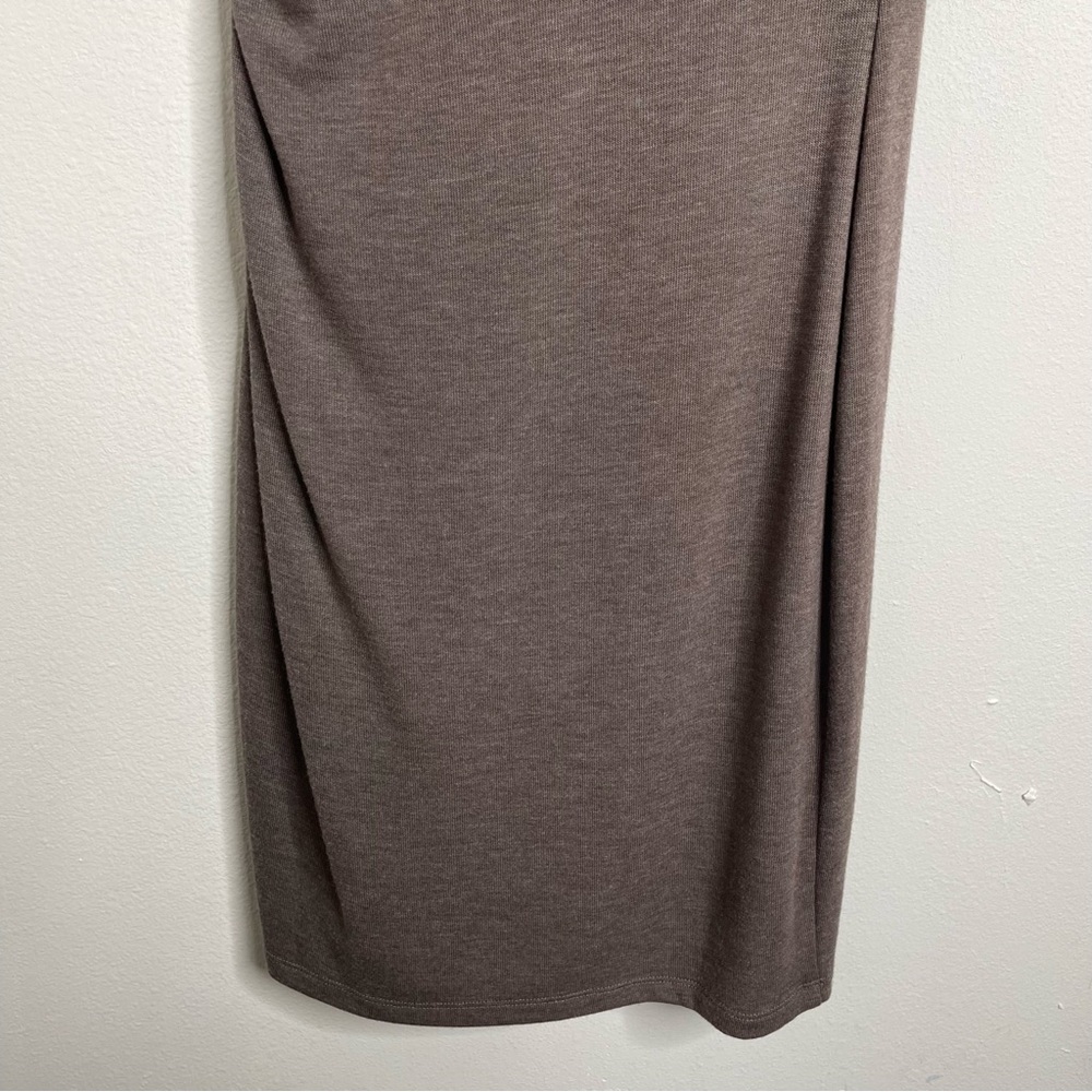Three Dots Taupe Draped Front Sleeveless Knit Gathered Bodycon Dress Size XS - Picture 12 of 15